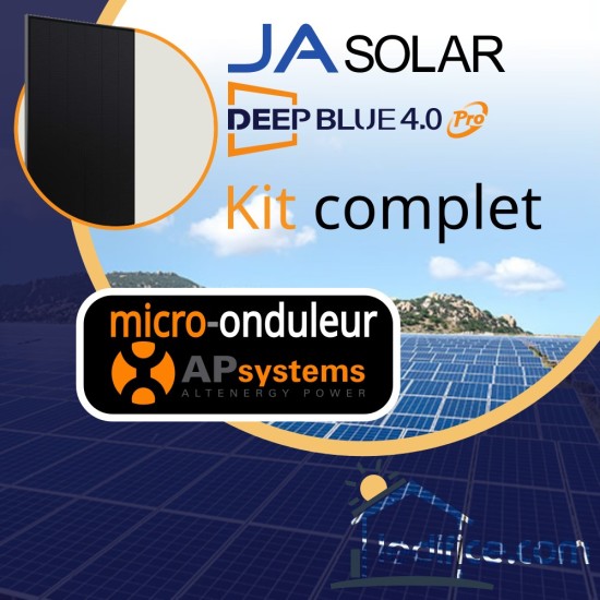 Kit photovoltaïque 8.1 kW Ja Solar Bifacial avec 18 panneaux JA Solar JAM54D40-450-LB , cadre noir, Biverre Bifacial avec micro-onduleur APSystems