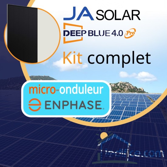 Kit photovoltaïque 2.25 kW Ja Solar Bifacial avec 5 panneaux JA Solar JAM54D40-450-LB  cadre noir, Biverre Bifacial, TRIPHASE onduleur Enphase