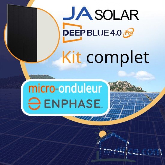 Kit photovoltaïque 1.8 kW Ja Solar Bifacial avec 4 panneaux JA Solar JAM54D40-450-LB  cadre noir, Biverre Bifacial, TRIPHASE onduleur Enphase
