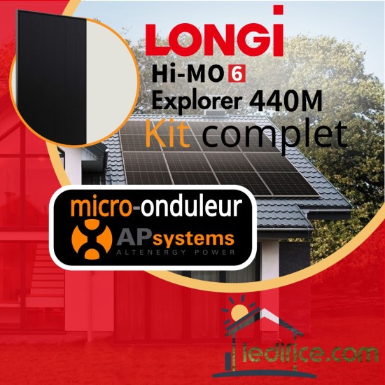 Kit photovoltaïque 3.96 kW LONG Explorer 440 avec 9 panneaux LONGI Hi-Mo 6 avec micro-onduleur APSystems