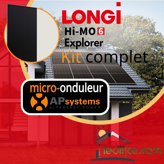 Kit photovoltaïque 8.455 kW LONG Explorer 445 avec 19 panneaux LONGI Hi-Mo 6 avec micro-onduleur APSystems