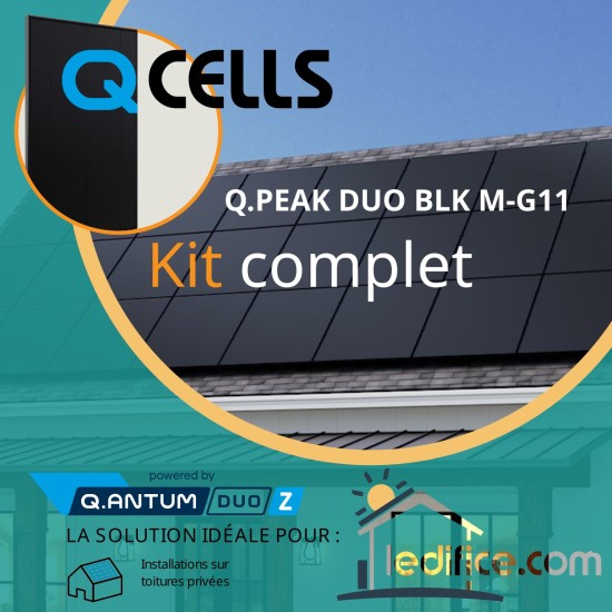 Kit photovoltaïque 8.19 kW Q-CELLS Q.Peak G11 avec 21 panneaux Q-Cells G11 390Wc , Full Black, TRIPHASE
