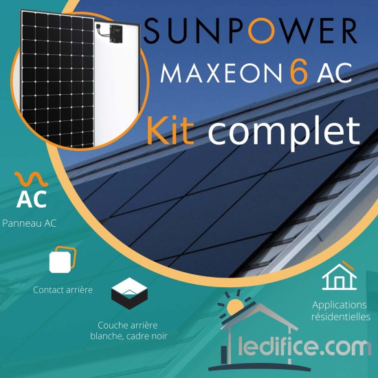 Kit photovoltaïque 9.13 kW SUNPOWER Maxeon 6 AC avec 22 panneaux Sunpower Maxeon 6 AC 415Wc , Full Black, micro-onduleur Enphase IQ7-A incorporé 