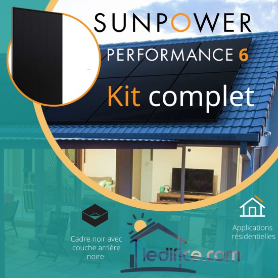 Kit photovoltaïque - 2,43 kW SUNPOWER Performance 6 avec 6 panneaux P6 405Wc