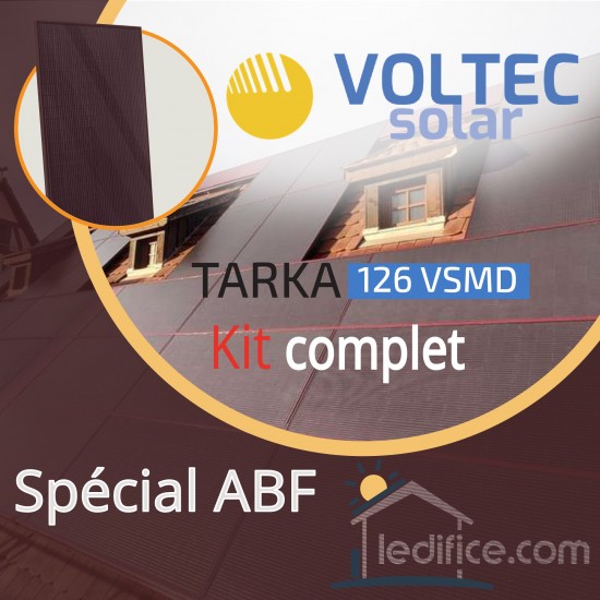Kit photovoltaïque 1.42 kW Voltec module spécial ABF 355Wc couleur rubis noir RAL3007 avec 4 panneaux Voltec Tarka ABF 355 